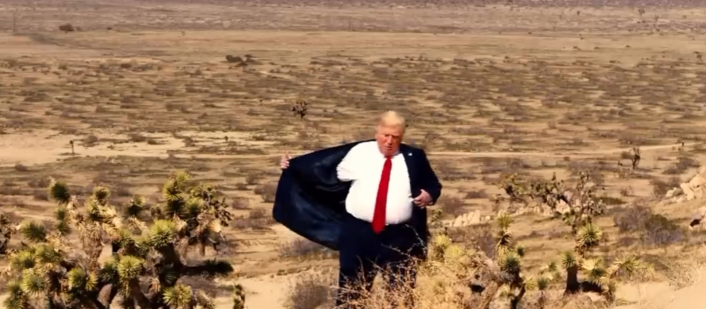 Trump walks in desert